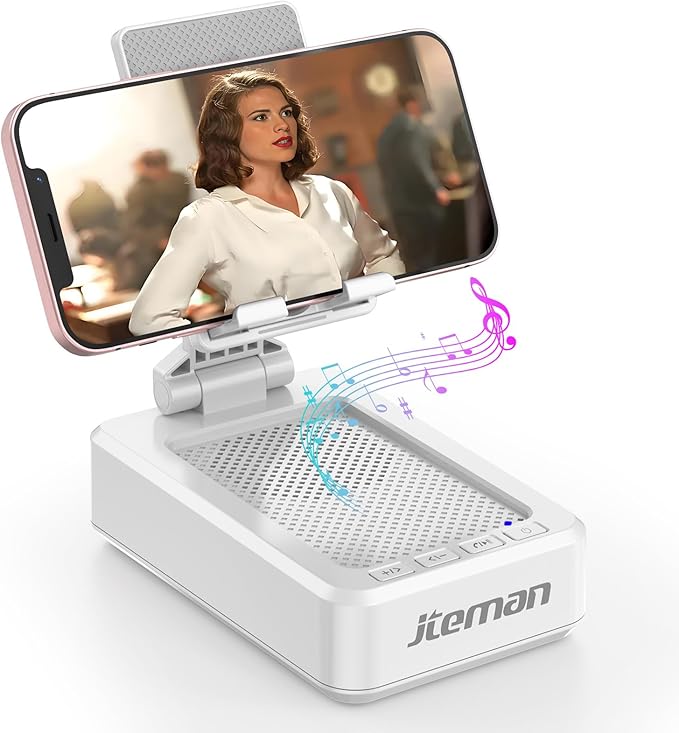 2-in-1 Bluetooth Speaker Phone Stand – Adjustable, Foldable Hands-Free Audio Dock