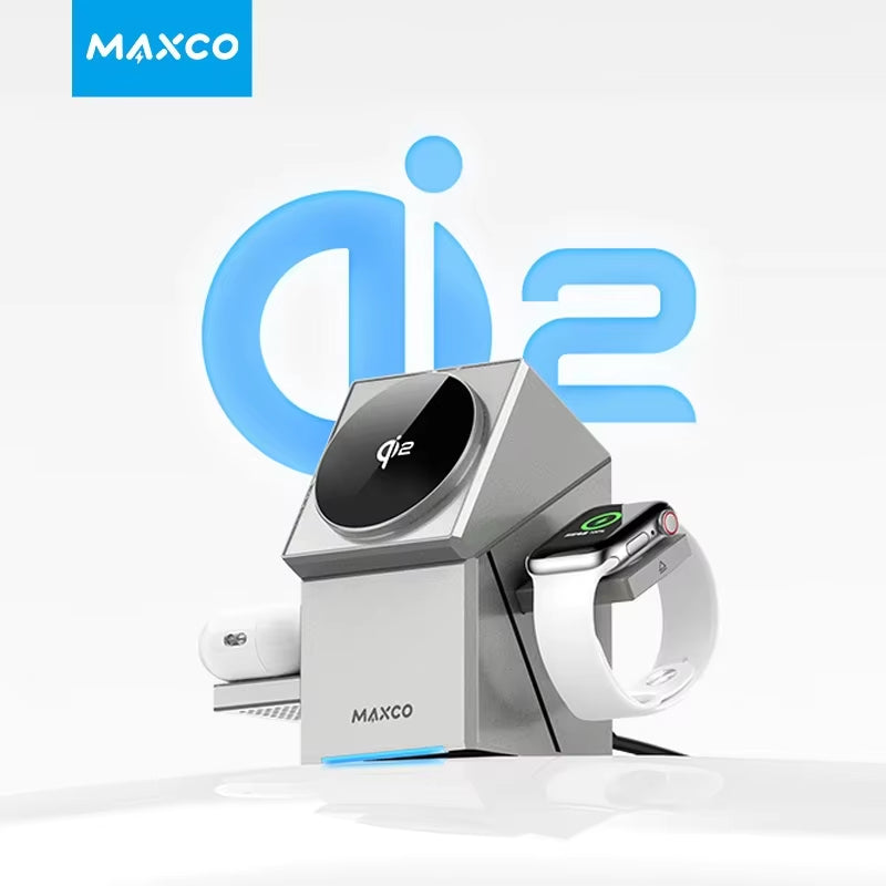 Experience Ultimate Convenience with the Qi2 3-in-1 Wireless Charger Featuring Auto-Rotating Magic Cube Dock for iPhone 16/15/14 Pro Max, AirPods, and iWatch - Fast Charging Made Easy!