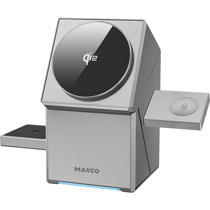Experience Ultimate Convenience with the Qi2 3-in-1 Wireless Charger Featuring Auto-Rotating Magic Cube Dock for iPhone 16/15/14 Pro Max, AirPods, and iWatch - Fast Charging Made Easy!