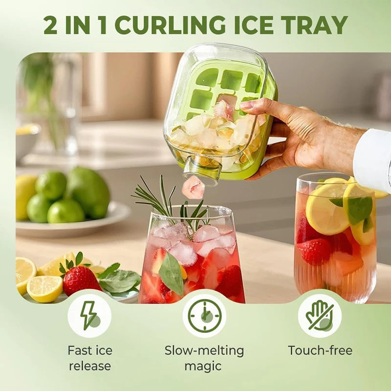 Transform Your Summer with the 2-in-1 Portable Silicone Ice Cube Tray & Bottle - 500/800ML Ice Cube Maker with Straw