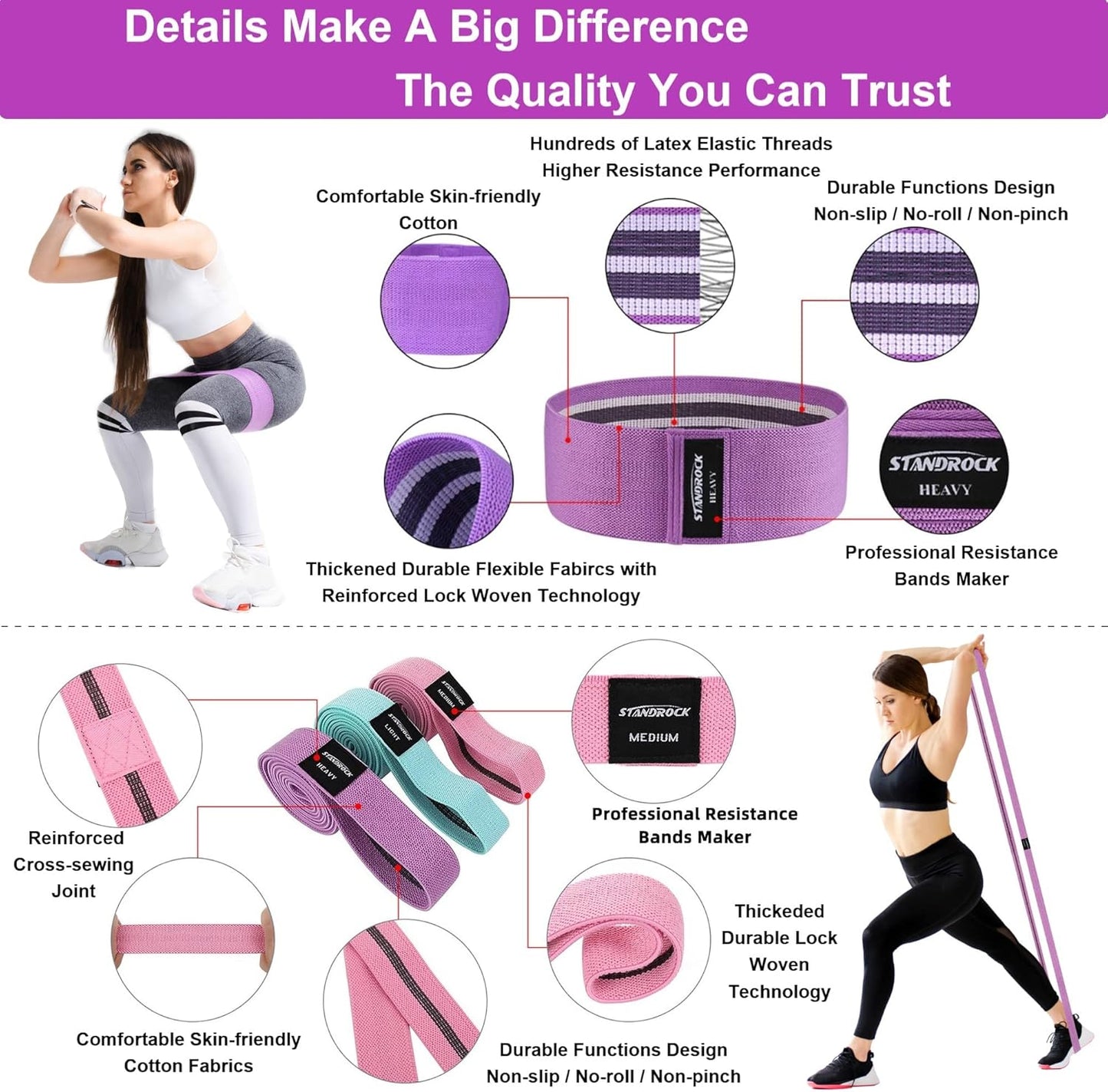Ultimate Fabric Resistance Bands Set - 6 Versatile Workout Bands for Strength Training and Fitness - Perfect for Home, Gym, and On-the-Go!