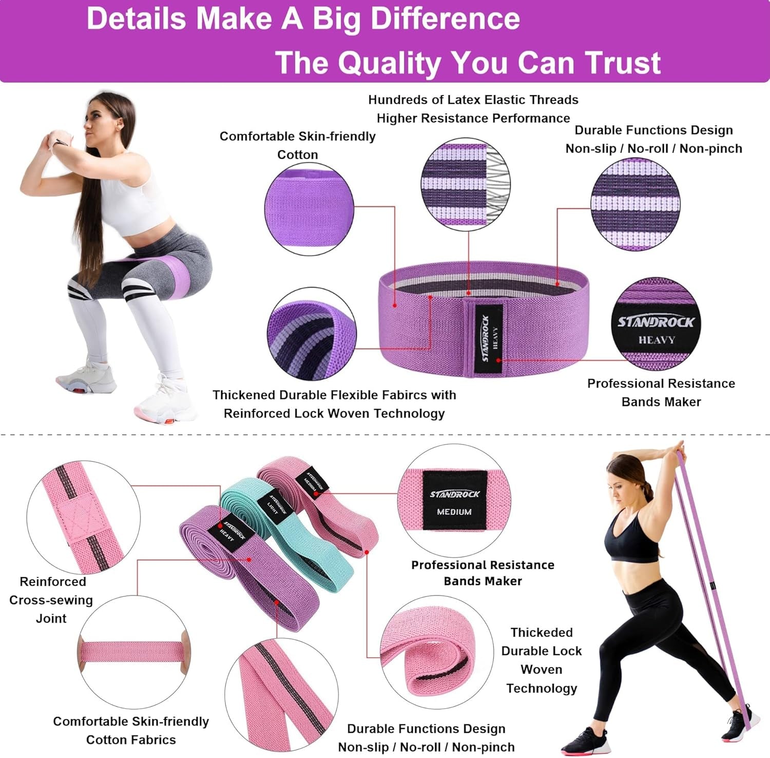 Ultimate Fabric Resistance Bands Set - 6 Versatile Workout Bands for Strength Training and Fitness - Perfect for Home, Gym, and On-the-Go!