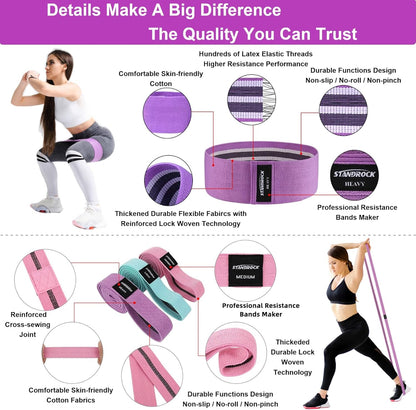 Ultimate Fabric Resistance Bands Set - 6 Versatile Workout Bands for Strength Training and Fitness - Perfect for Home, Gym, and On-the-Go!