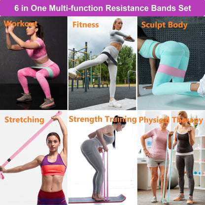 Ultimate Fabric Resistance Bands Set - 6 Versatile Workout Bands for Strength Training and Fitness - Perfect for Home, Gym, and On-the-Go!