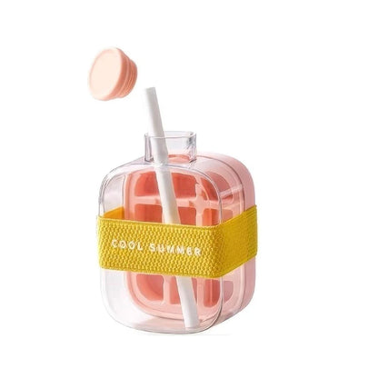 Transform Your Summer with the 2-in-1 Portable Silicone Ice Cube Tray & Bottle - 500/800ML Ice Cube Maker with Straw