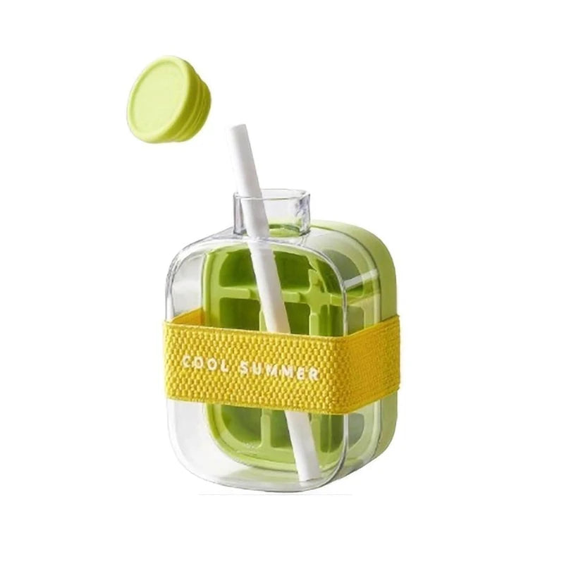 Transform Your Summer with the 2-in-1 Portable Silicone Ice Cube Tray & Bottle - 500/800ML Ice Cube Maker with Straw