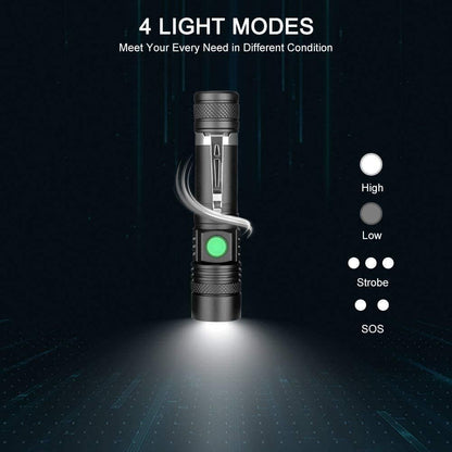 Ultra-Bright Rechargeable LED Tactical Flashlight - Waterproof, Zoomable & Compact for All Your Adventures