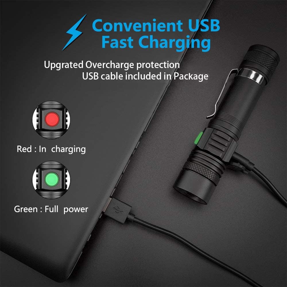 Ultra-Bright Rechargeable LED Tactical Flashlight - Waterproof, Zoomable & Compact for All Your Adventures