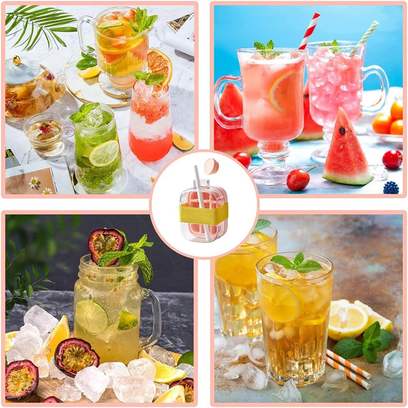 Transform Your Summer with the 2-in-1 Portable Silicone Ice Cube Tray & Bottle - 500/800ML Ice Cube Maker with Straw