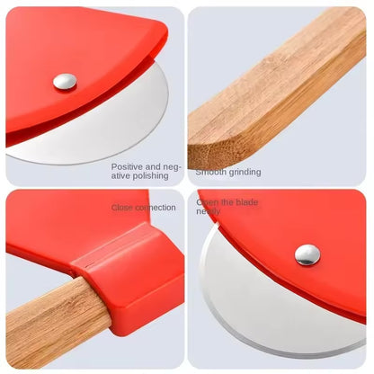 Stainless Steel Pizza Cutter Wheel with Bamboo Handle
