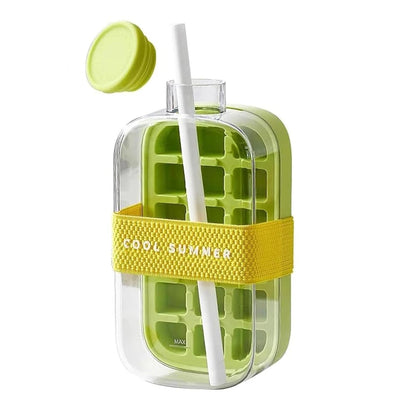 Transform Your Summer with the 2-in-1 Portable Silicone Ice Cube Tray & Bottle - 500/800ML Ice Cube Maker with Straw