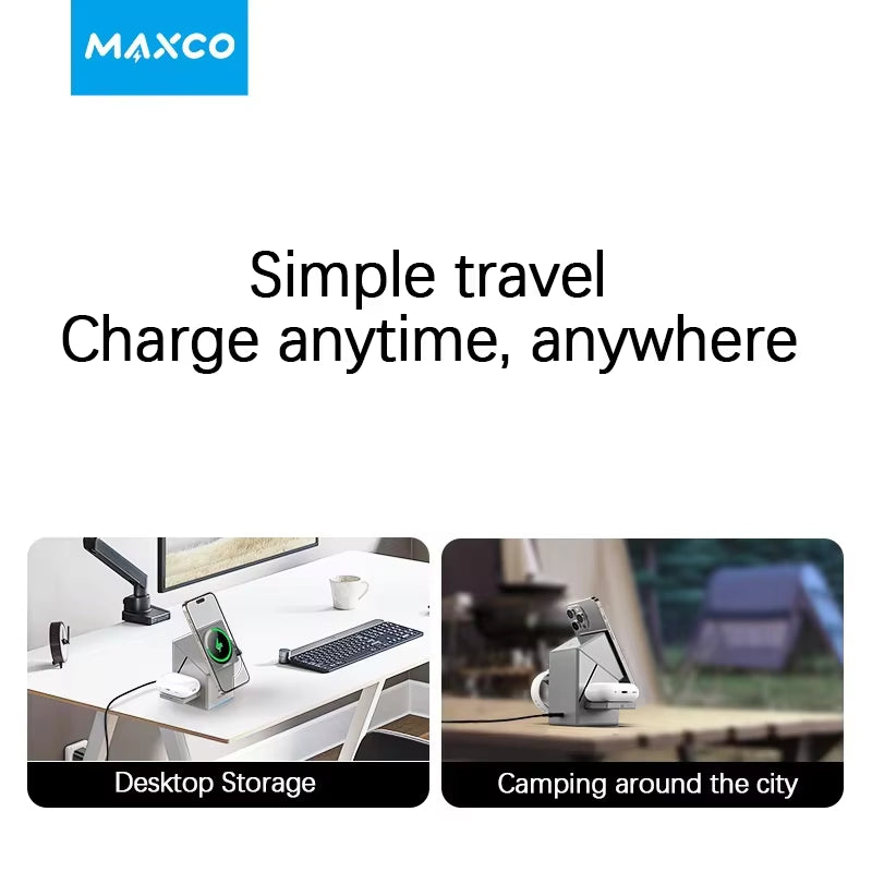 Experience Ultimate Convenience with the Qi2 3-in-1 Wireless Charger Featuring Auto-Rotating Magic Cube Dock for iPhone 16/15/14 Pro Max, AirPods, and iWatch - Fast Charging Made Easy!